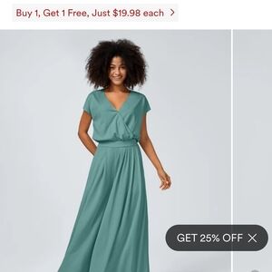 HALARA Green V-Neck Maxi Jumpsuit